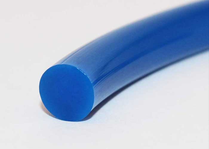 Polyurethane smooth solid round conveyor belt, blue